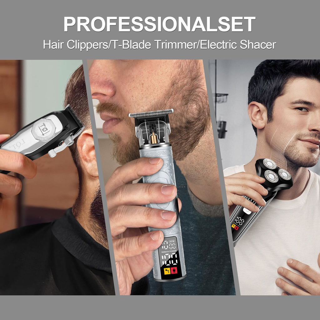 LQT Opulent Silver Retro Gentleman-Embossed Men's Grooming Kit