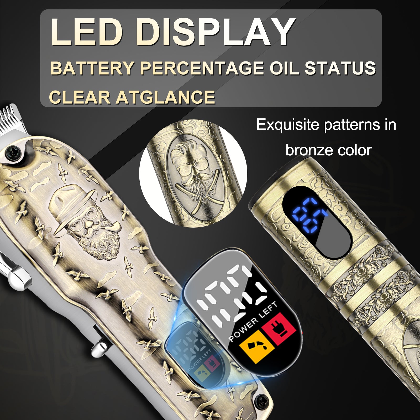 LQT Opulent Vintage-Bronze Gentleman-Embossed Dual-Digital Grooming Kit