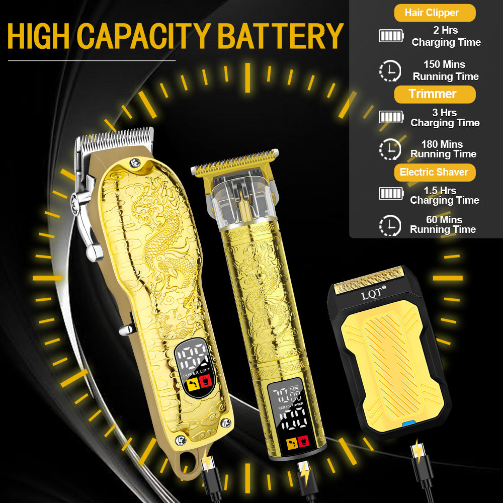 LQT Luxury Gold-Plated Dragon Design Men's Grooming Set