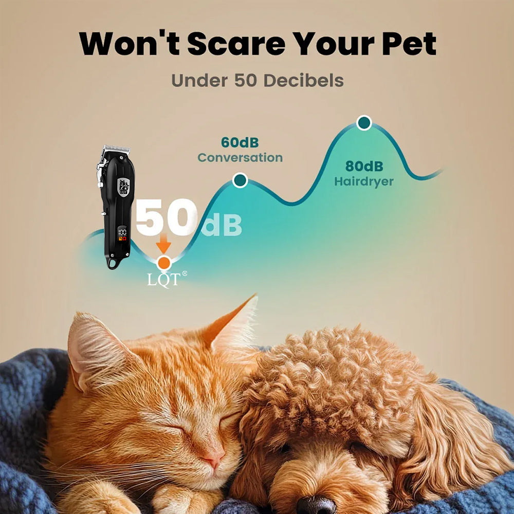 LQT Opulent All-Black Pet-Emblem Pet Grooming Clipper Kit