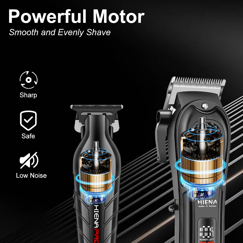 Opulent All-Black Diamond-Texture Dual-Digital Clipper Grooming Kit
