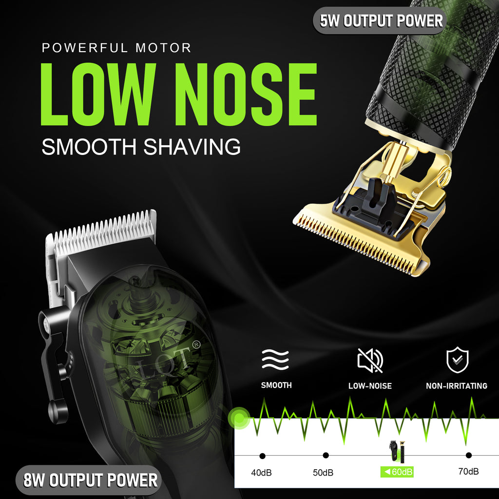 LQT Opulent Black-Textured Gold-Edge Dual-Unit Professional Grooming Set