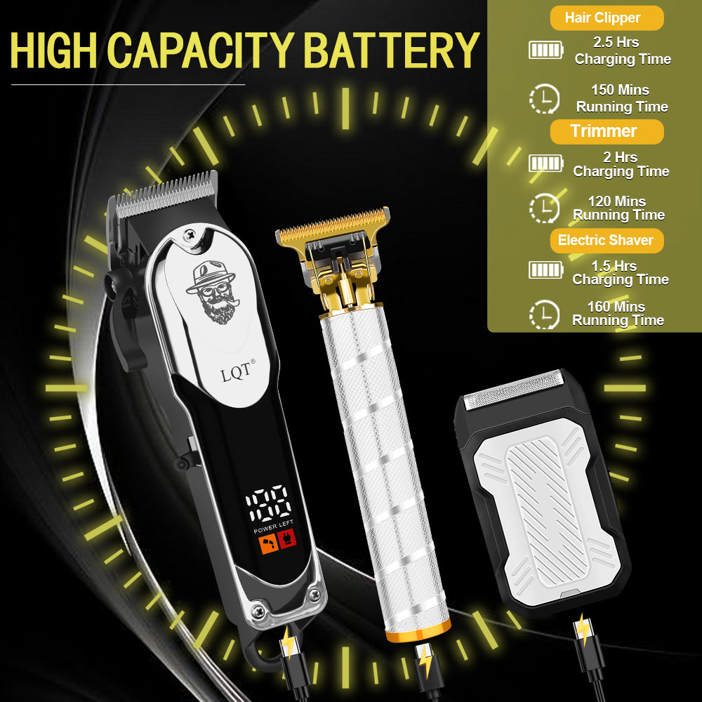 LQT Opulent Silver Retro Bearded-Gentleman Embossed Grooming Kit