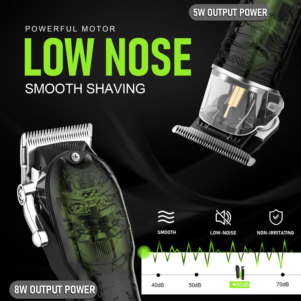 LQT Opulent All-Black Gentleman-Embossed Dual-Digital Clipper Grooming Kit