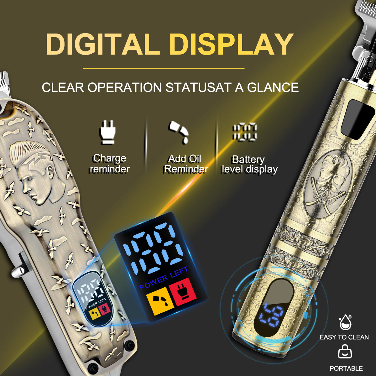 LQT Opulent Vintage-Bronze Stylist-Embossed Dual-Digital Clipper Grooming Kit