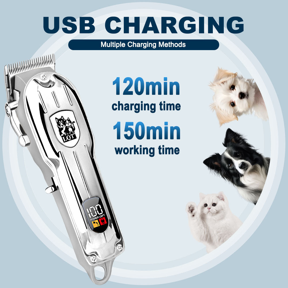 LQT Opulent All-silver Pet-Emblem Full-Tool Pet Grooming Kit