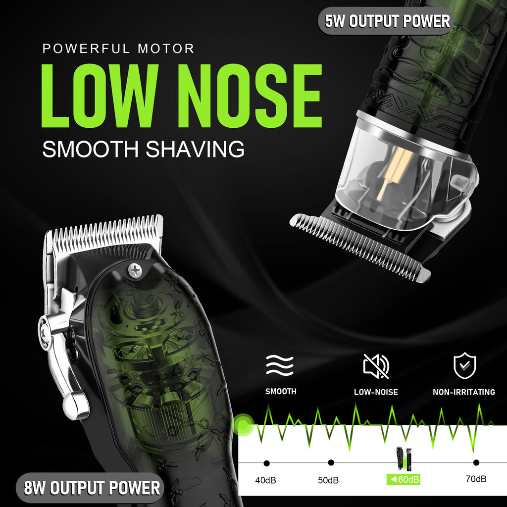 LQT Opulent All-Black Stylist-Embossed Dual-Digital Clipper Grooming Kit