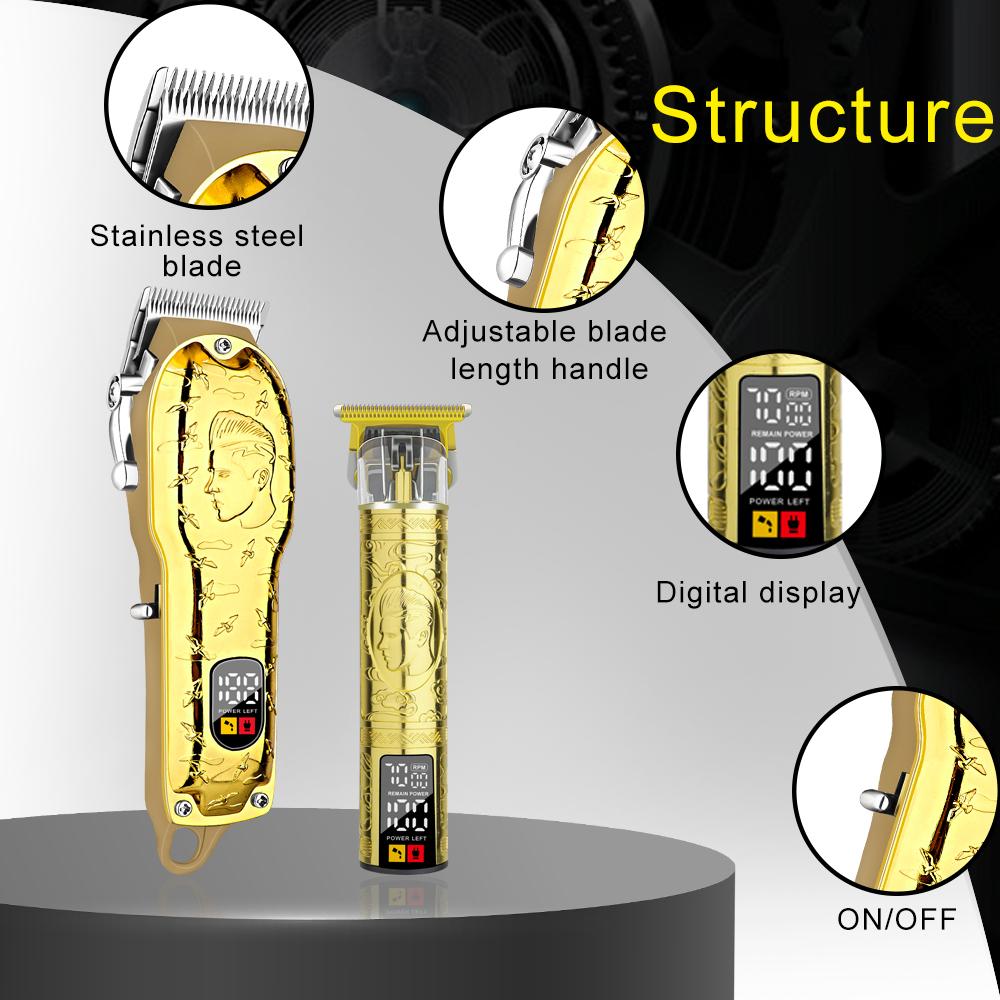 LQT Opulent Gilded Stylist-Embossed Dual-Digital Clipper Grooming Kit
