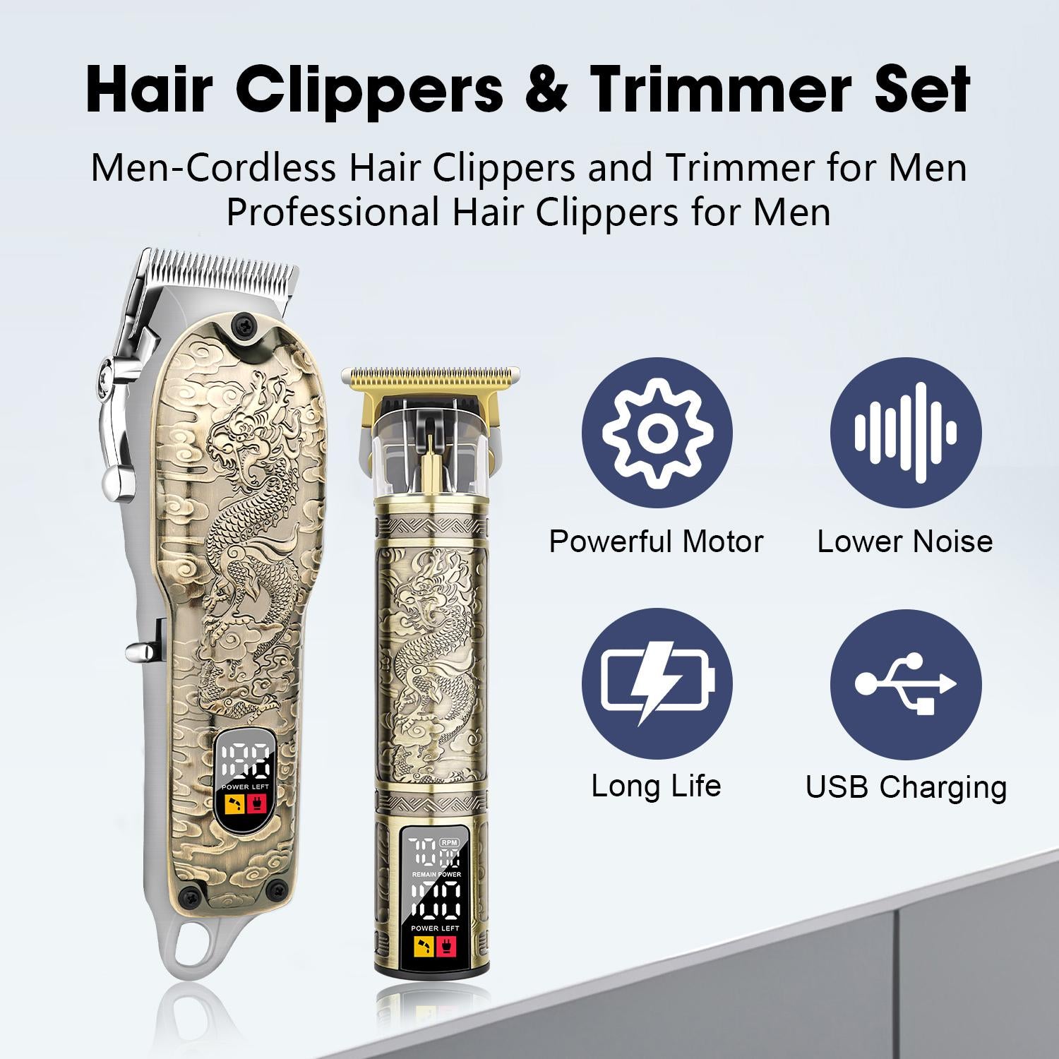 LQT Opulent Antique-Bronze Dragon-Pattern Dual-Unit Professional Grooming Set