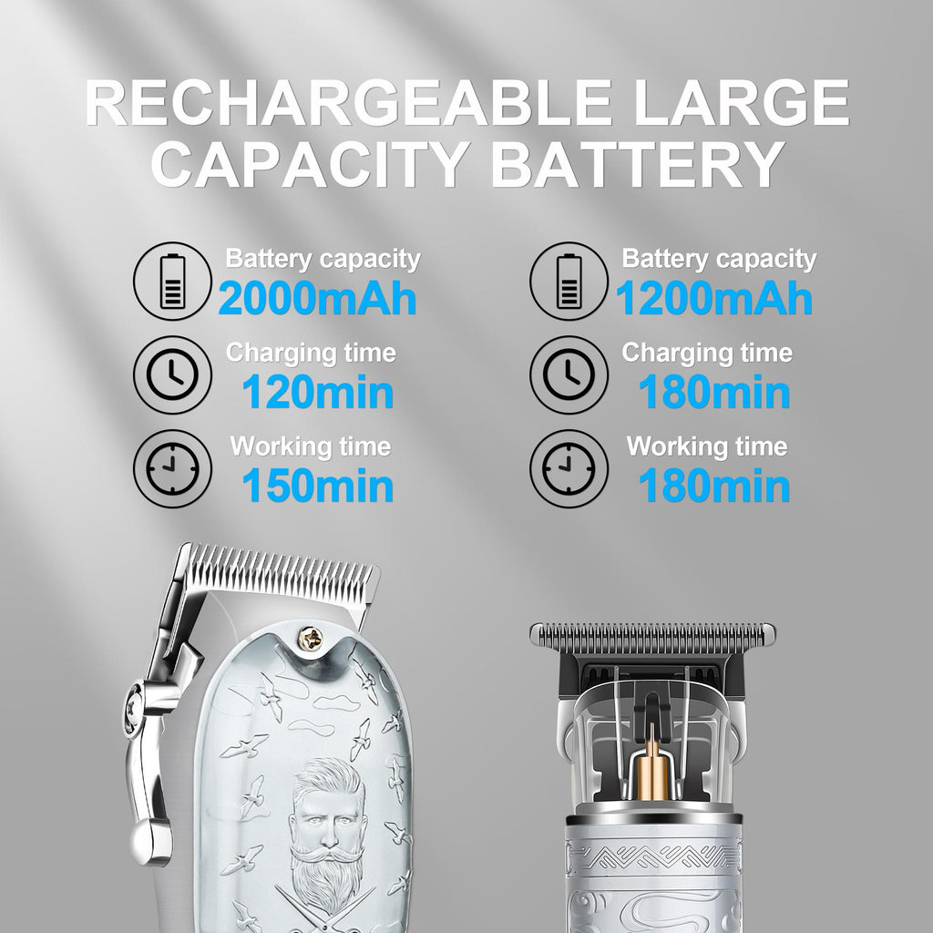 LQT Opulent Silver Stylist-Pattern Dual-Unit Professional Grooming Set