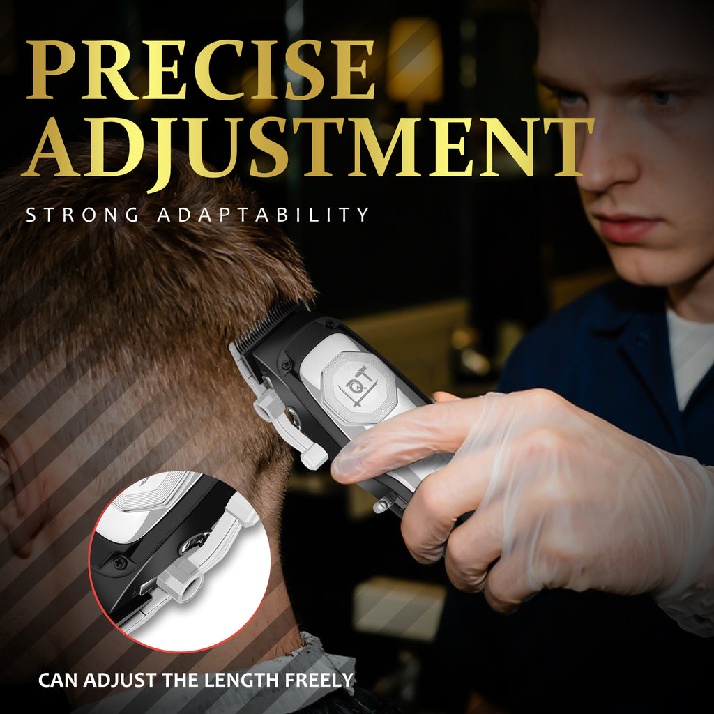 LQT Opulent Black-White Contrast Brand-Emblem Digital Clipper Grooming Kit