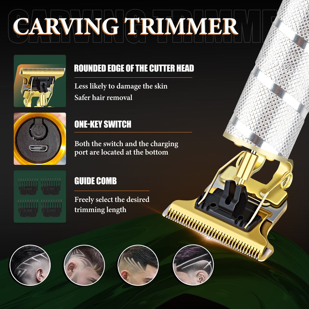 LQT Opulent Cream-White Retro Bearded-Gentleman Embossed Grooming Kit