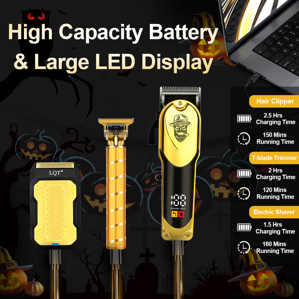 LQT Opulent Gilded Retro Bearded-Gentleman Embossed Grooming Kit