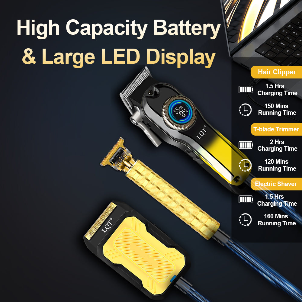 LQT Opulent Black-Gold Contrast Gilded-Unit Complete Grooming Kit