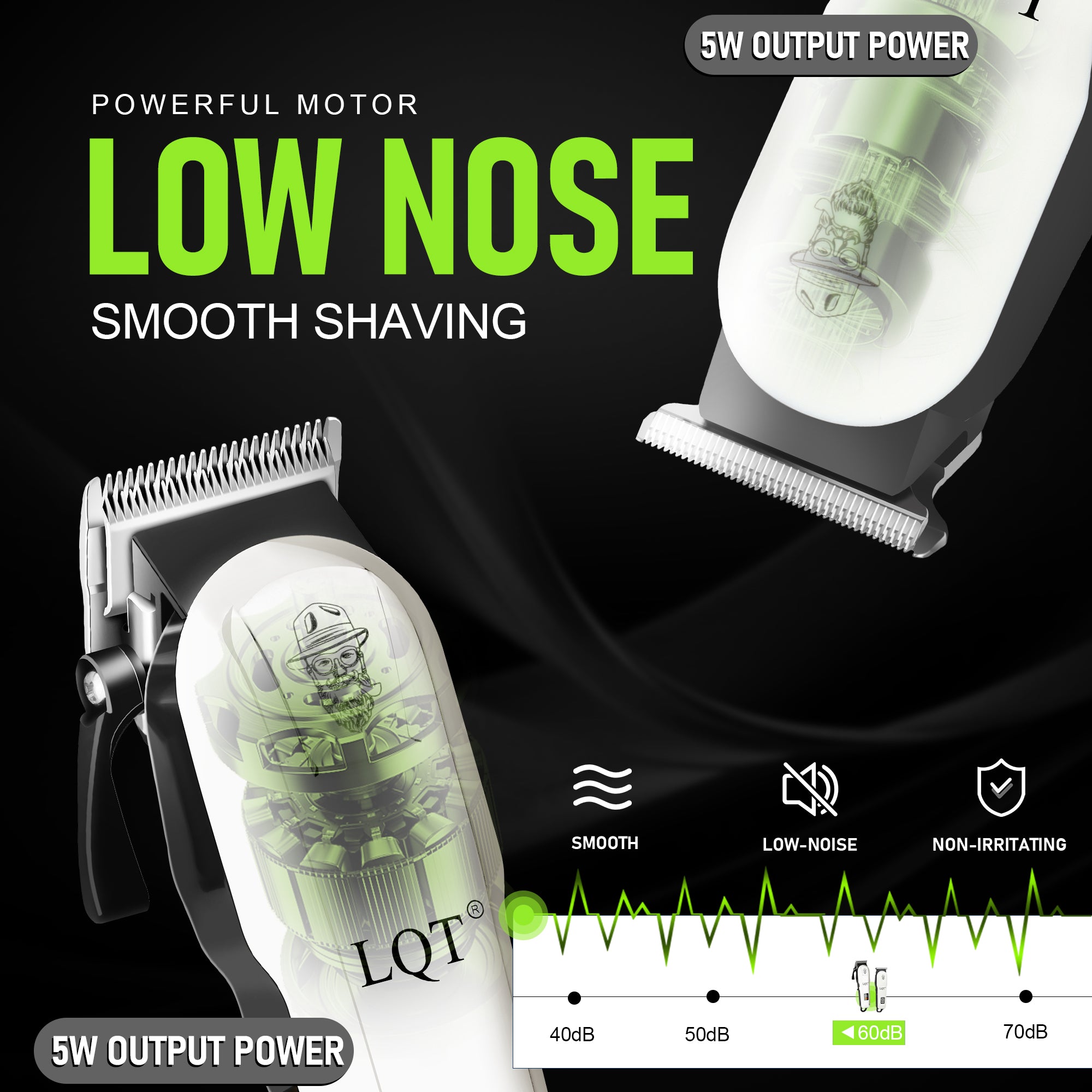 LQT Opulent Clean-White Gentleman-Emblem Dual-Digital Clipper Grooming Kit