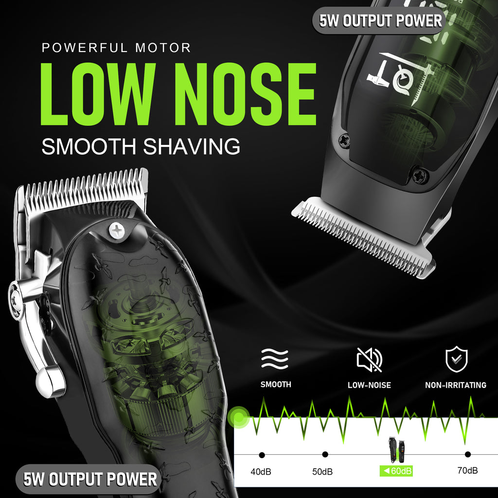 LQT Opulent All-Black Gentleman-Embossed Dual-Digital Clipper Grooming Kit