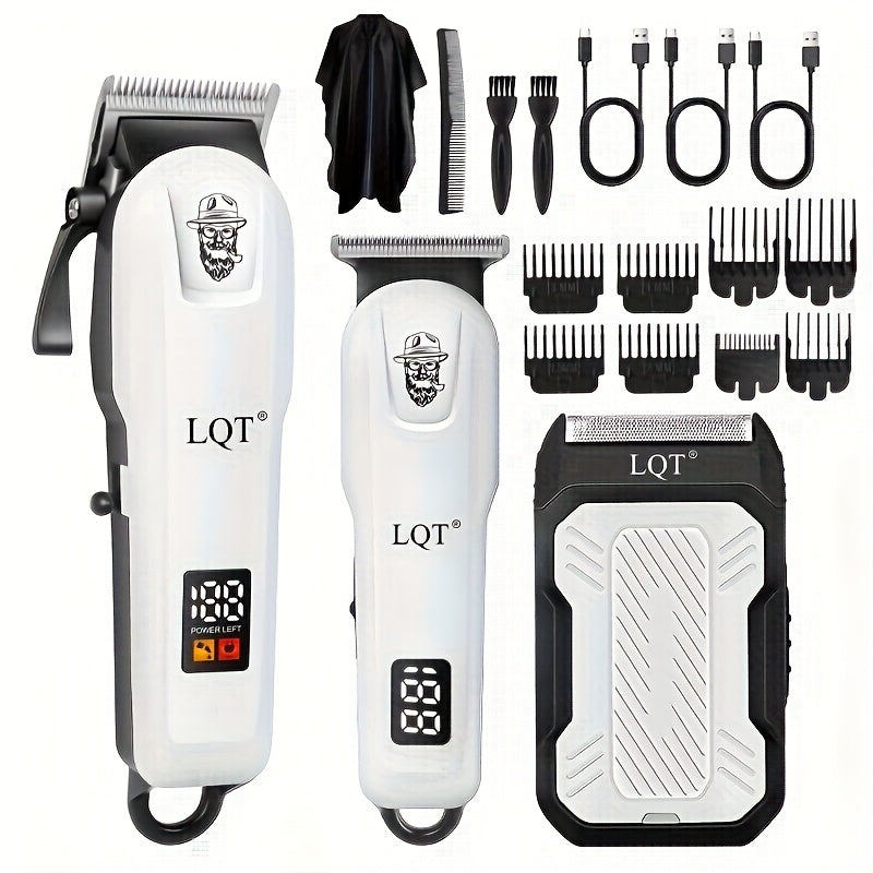LQT 2pcs/3pcs/4pcs Men'S White Electric Hair Clipper Set