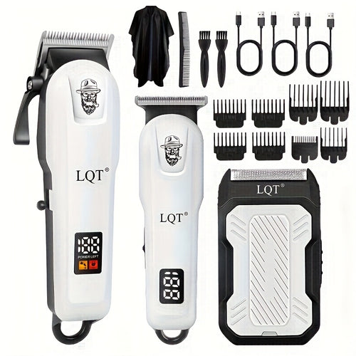 LQT 2pcs/3pcs/4pcs Men'S White Electric Hair Clipper Set
