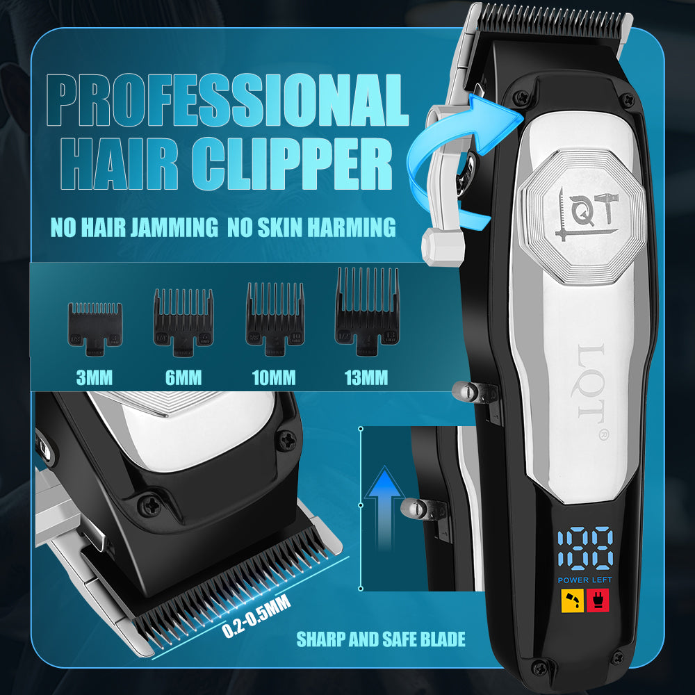 LQT Opulent Silver-Black Geometric Dual-Unit Grooming Kit