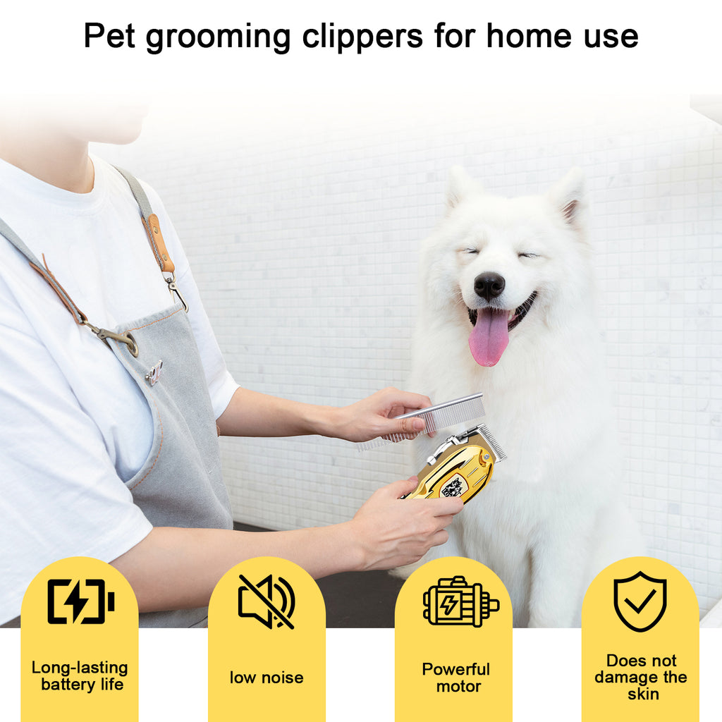 LQT Opulent Gilded Pet-Emblem Pet Grooming Clipper Kit