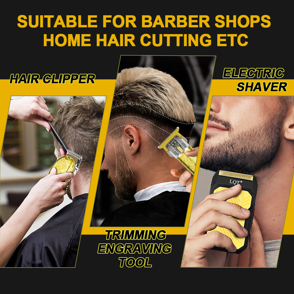 LQT Luxury Gold-Plated Dragon Design Men's Grooming Set