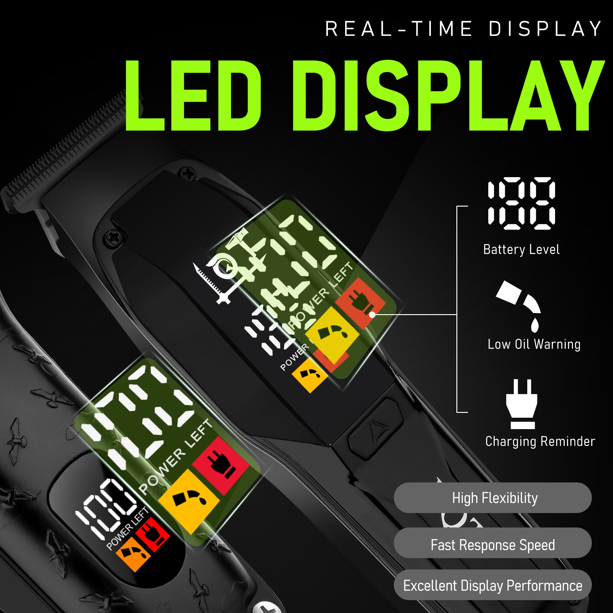 LQT Opulent All-Black Gentleman-Embossed Dual-Digital Clipper Grooming Kit