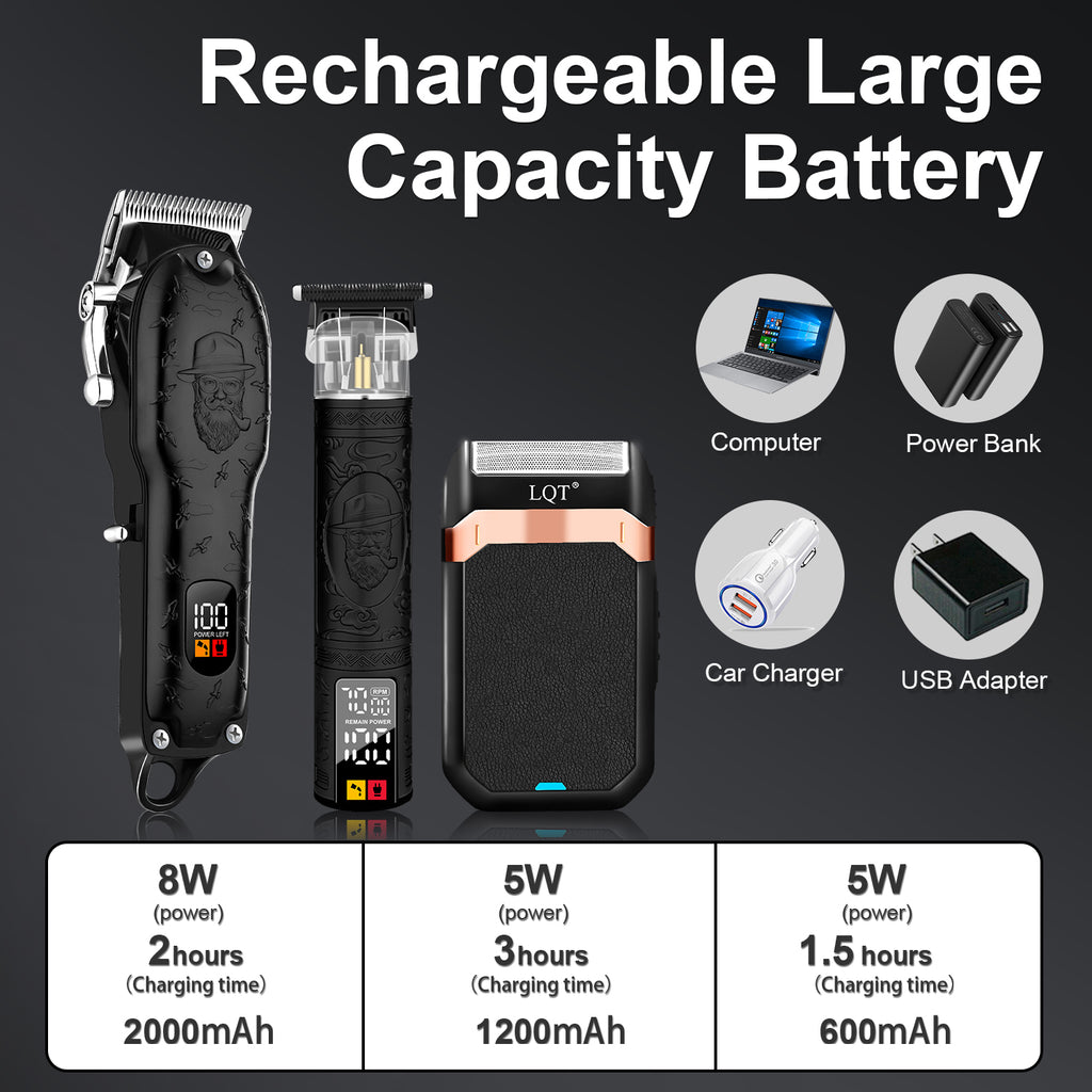 LQT Luxury Black Pipe Men's Grooming Set