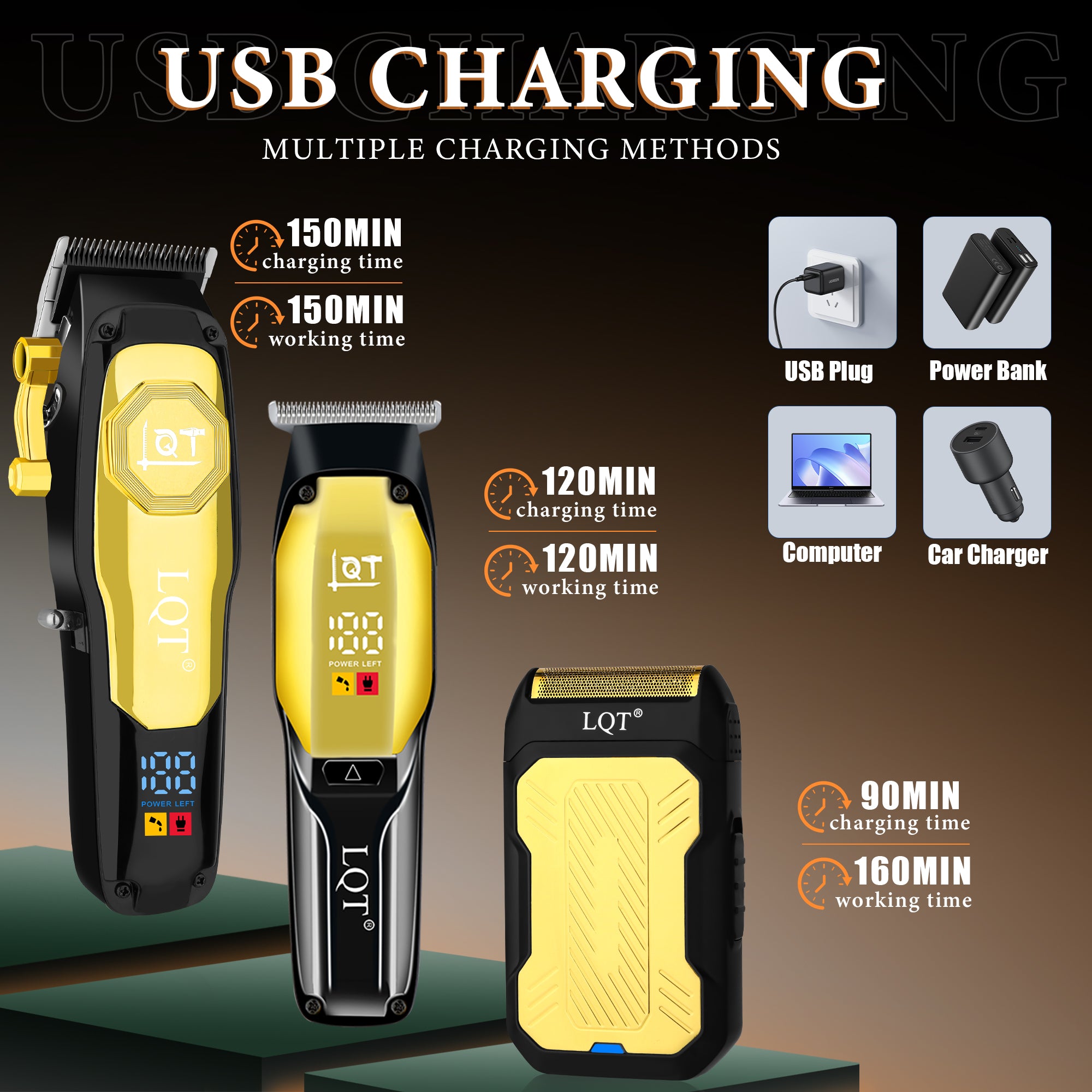 LQT Opulent Black-Gold Modern Geometric Grooming Kit