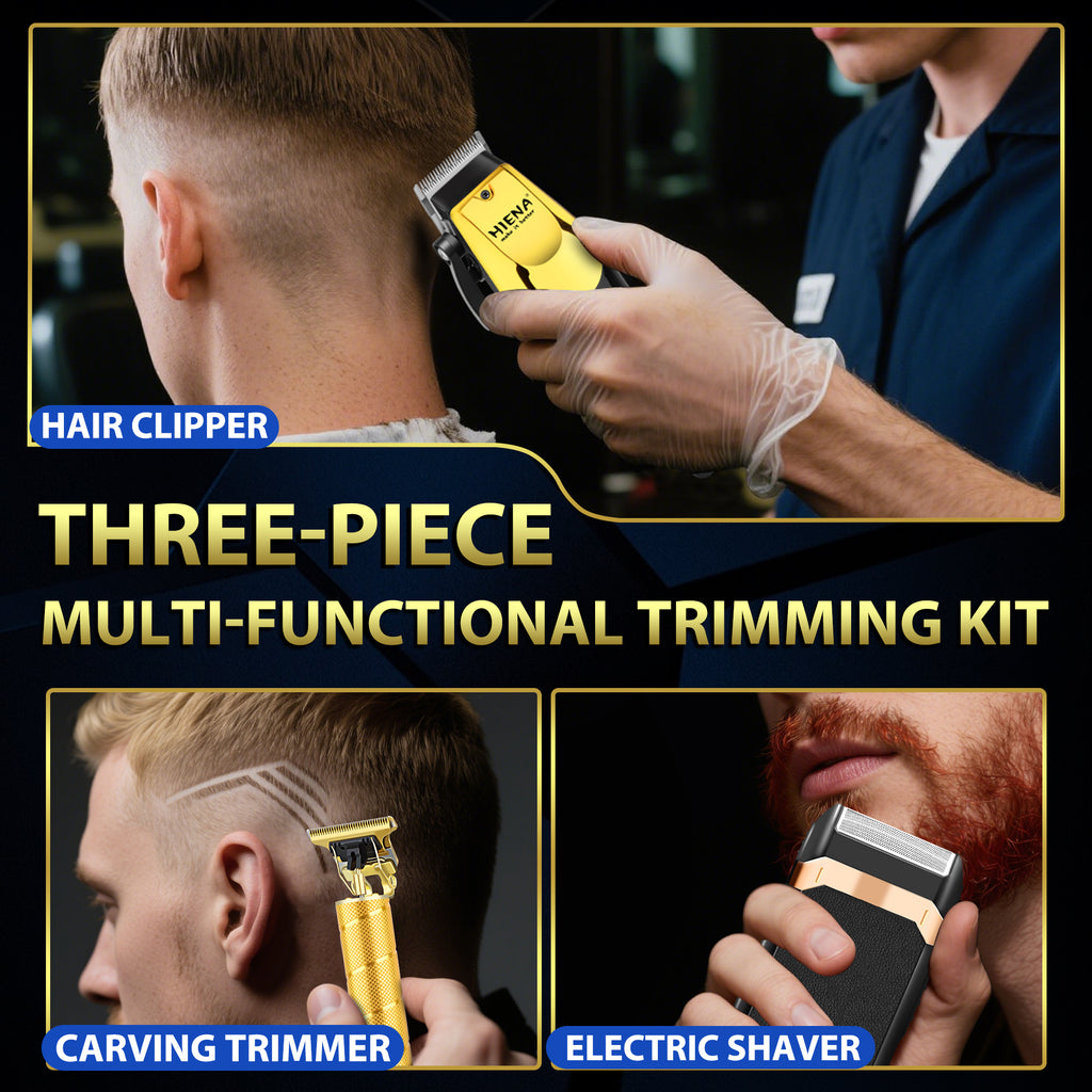 HIENA Opulent Gilded Ribbed-Body Professional Grooming Kit