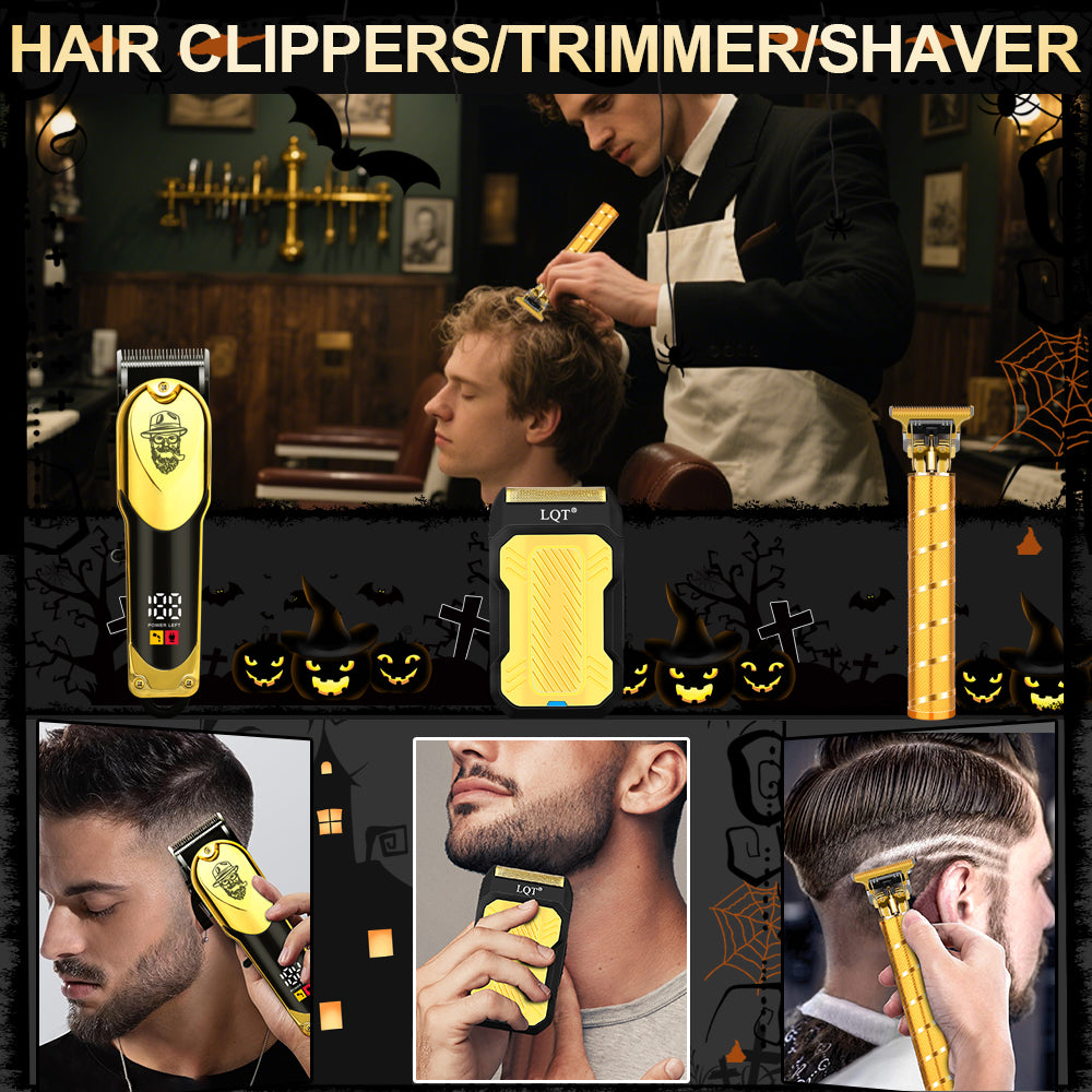 LQT Opulent Gilded Retro Bearded-Gentleman Embossed Grooming Kit