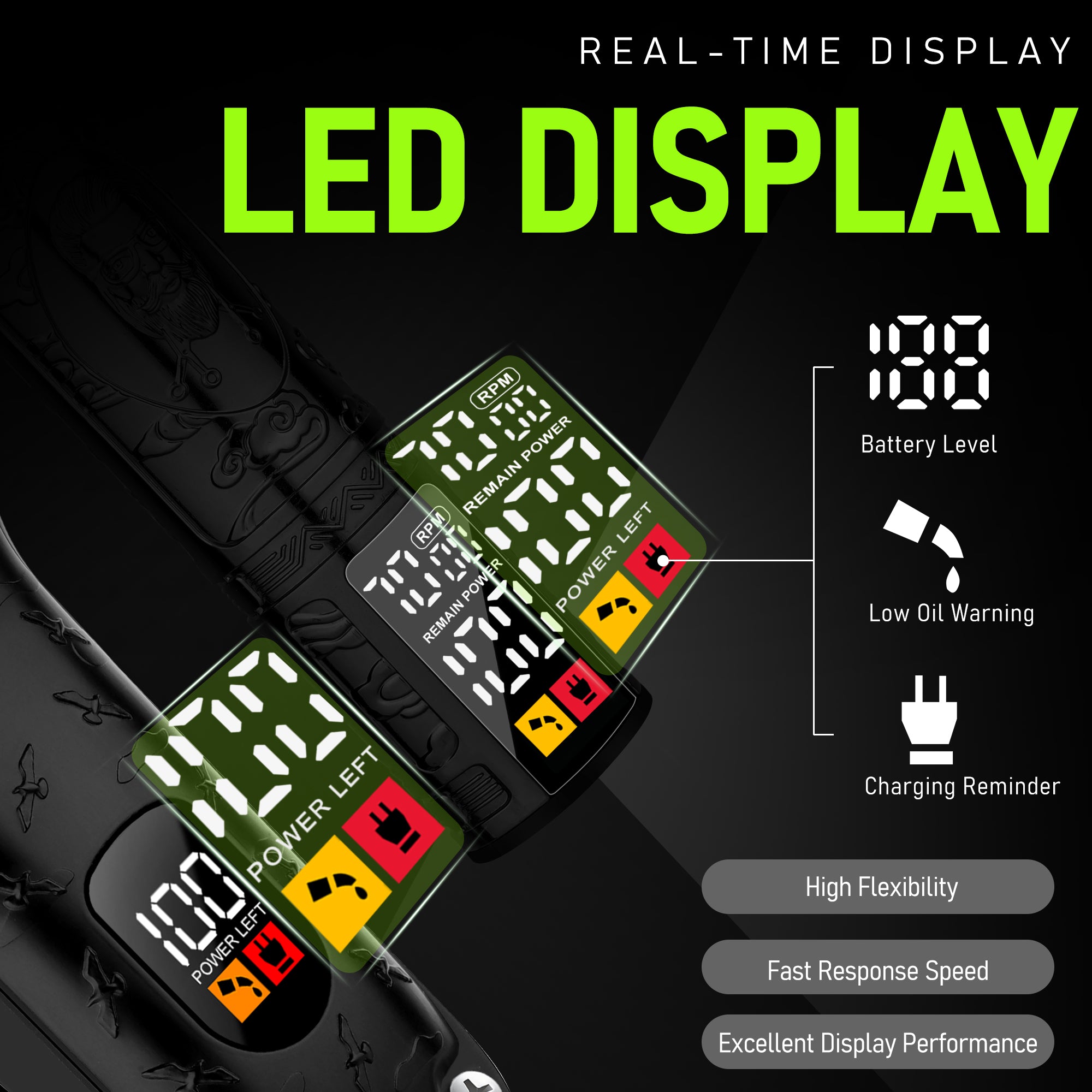 LQT Opulent All-Black Stylist-Embossed Dual-Digital Clipper Grooming Kit