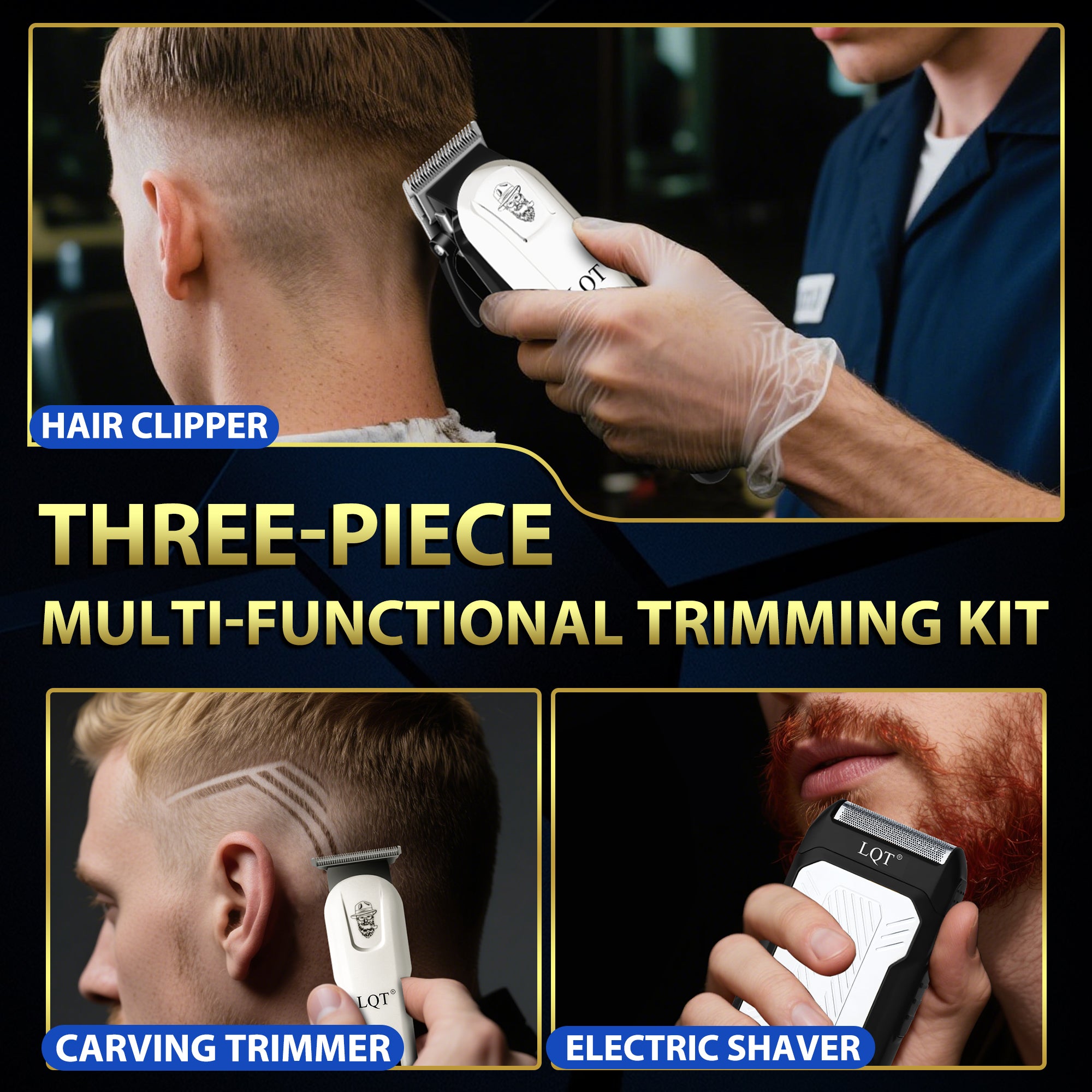 3PCS White Gentleman Clipper Set