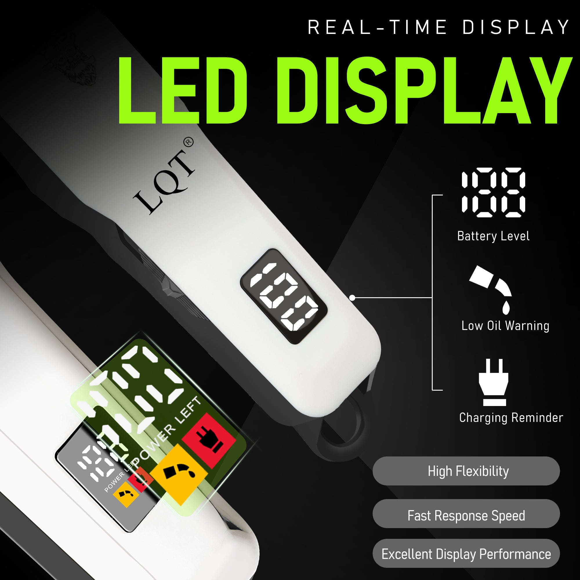 LQT Opulent Clean-White Gentleman-Emblem Dual-Digital Clipper Grooming Kit