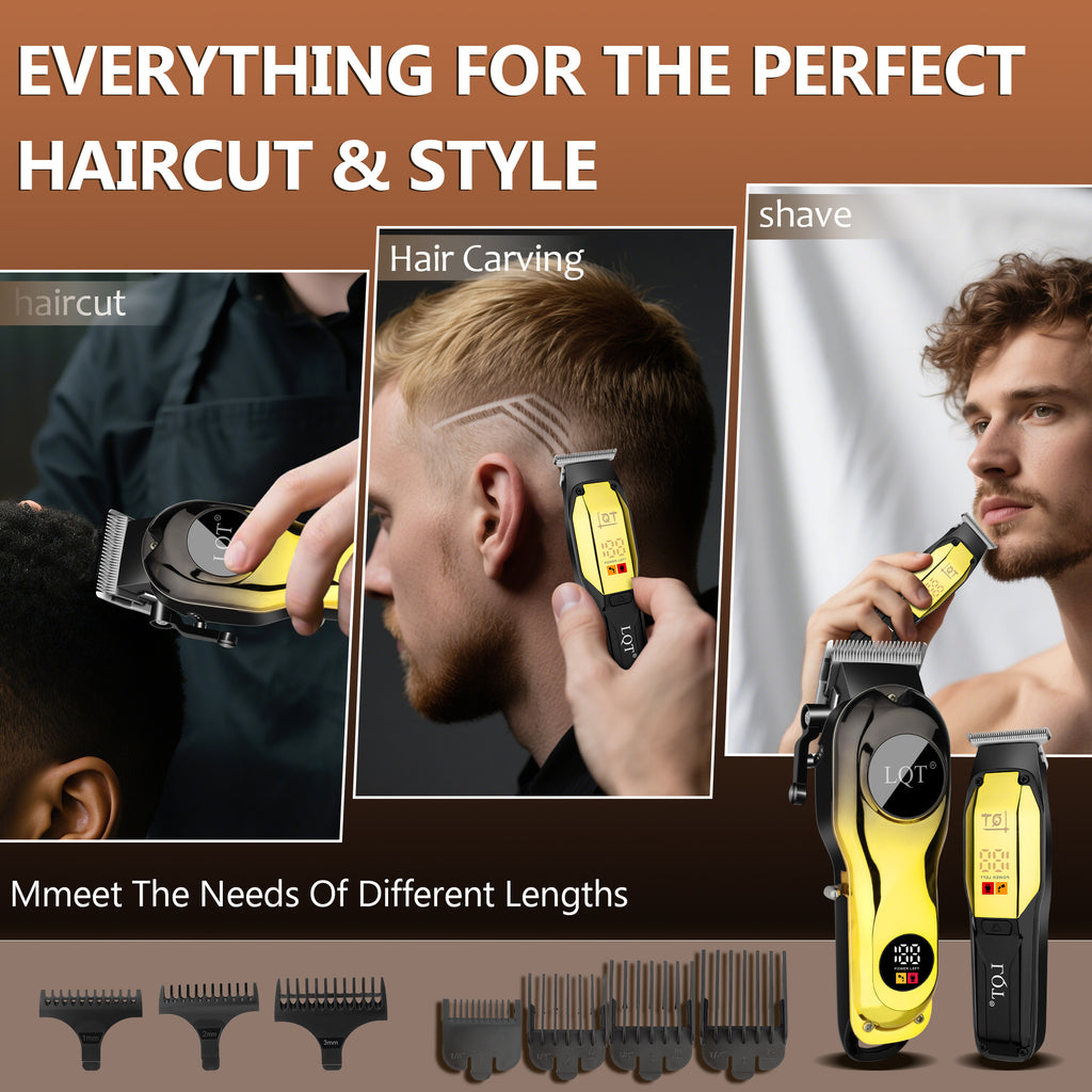 LQT Opulent Black-Gold Contrast Dual-Digital Clipper Grooming Kit