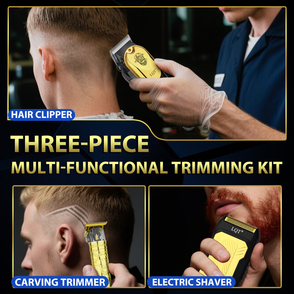 LQT Opulent Contrast-Body Gilded Gentleman-Embossed Luxury Grooming Kit