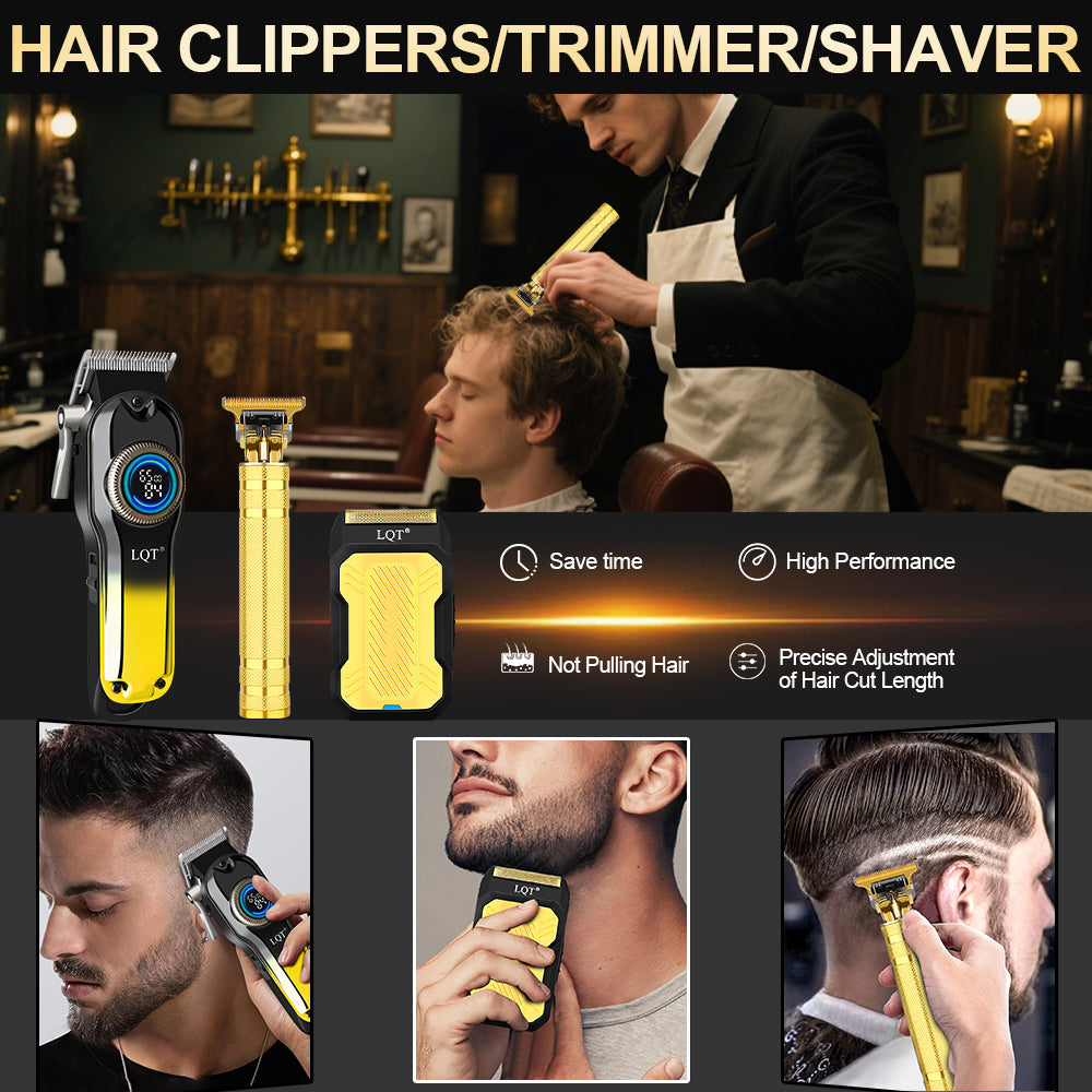 LQT Opulent Black-Gold Contrast Gilded-Unit Complete Grooming Kit