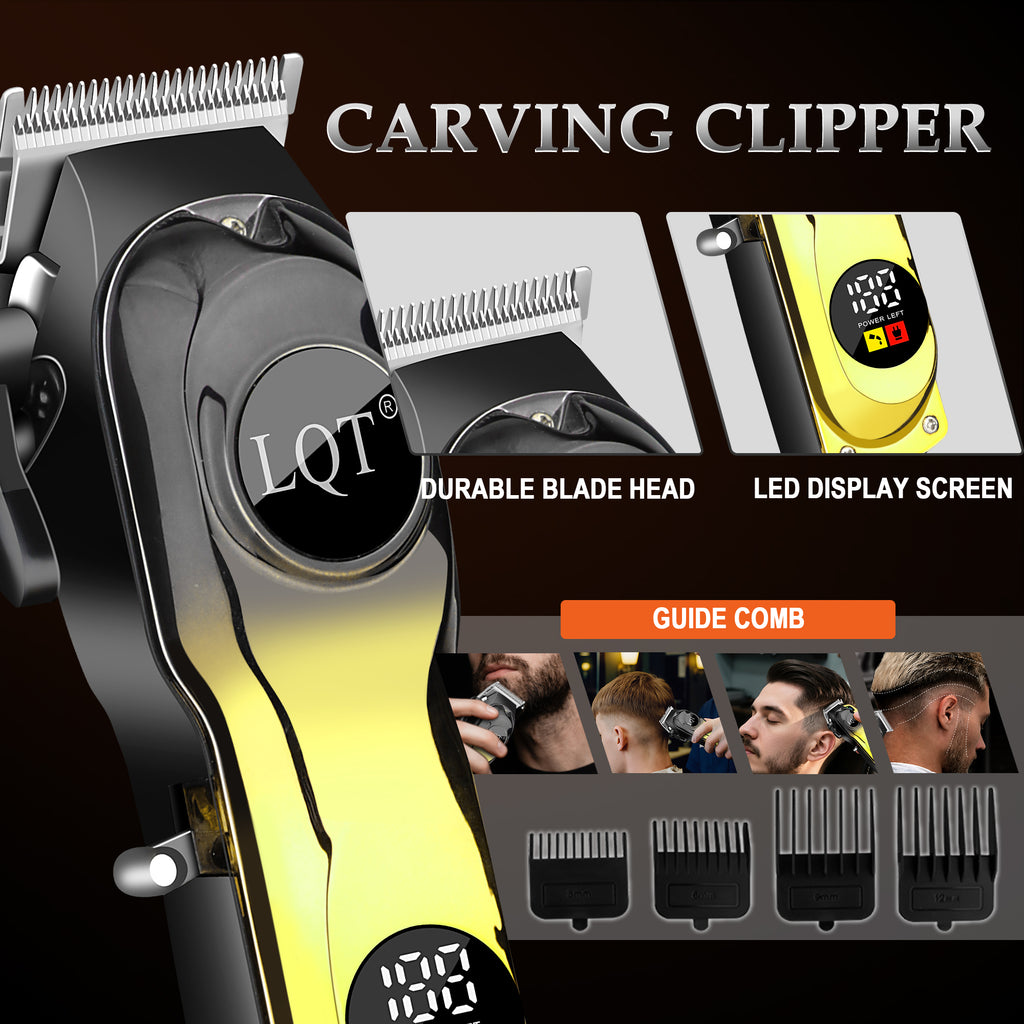 LQT Opulent Black-Gold Gradient Dual-Digital Clipper Grooming Kit