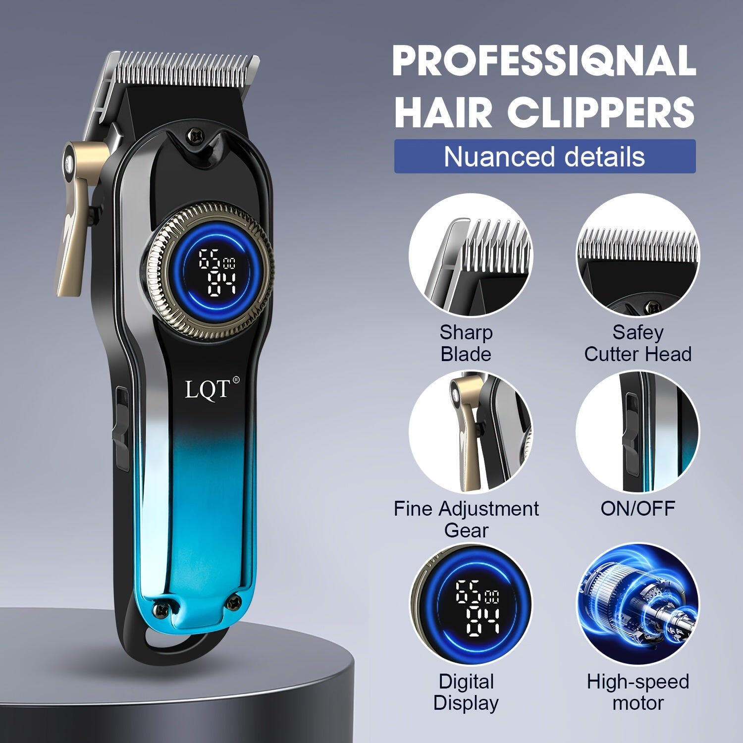 LQT 1/2/3pcs Blue Hair Clipper