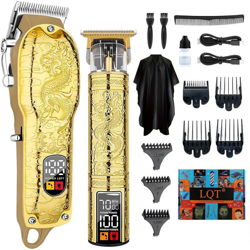 LQT Opulent Gilded Dragon-Embossed Dual-Digital Clipper Grooming Kit