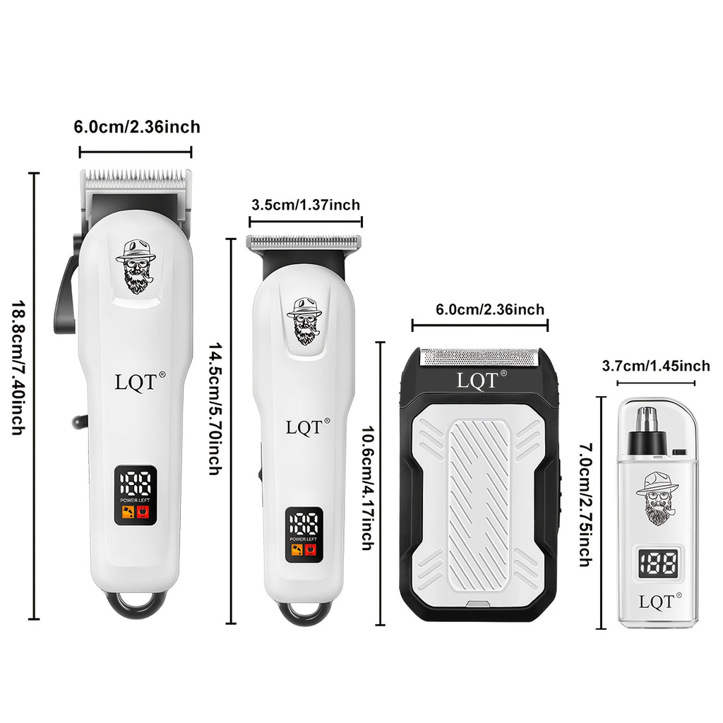 LQT 2pcs/3pcs/4pcs Men'S White Electric Hair Clipper Set