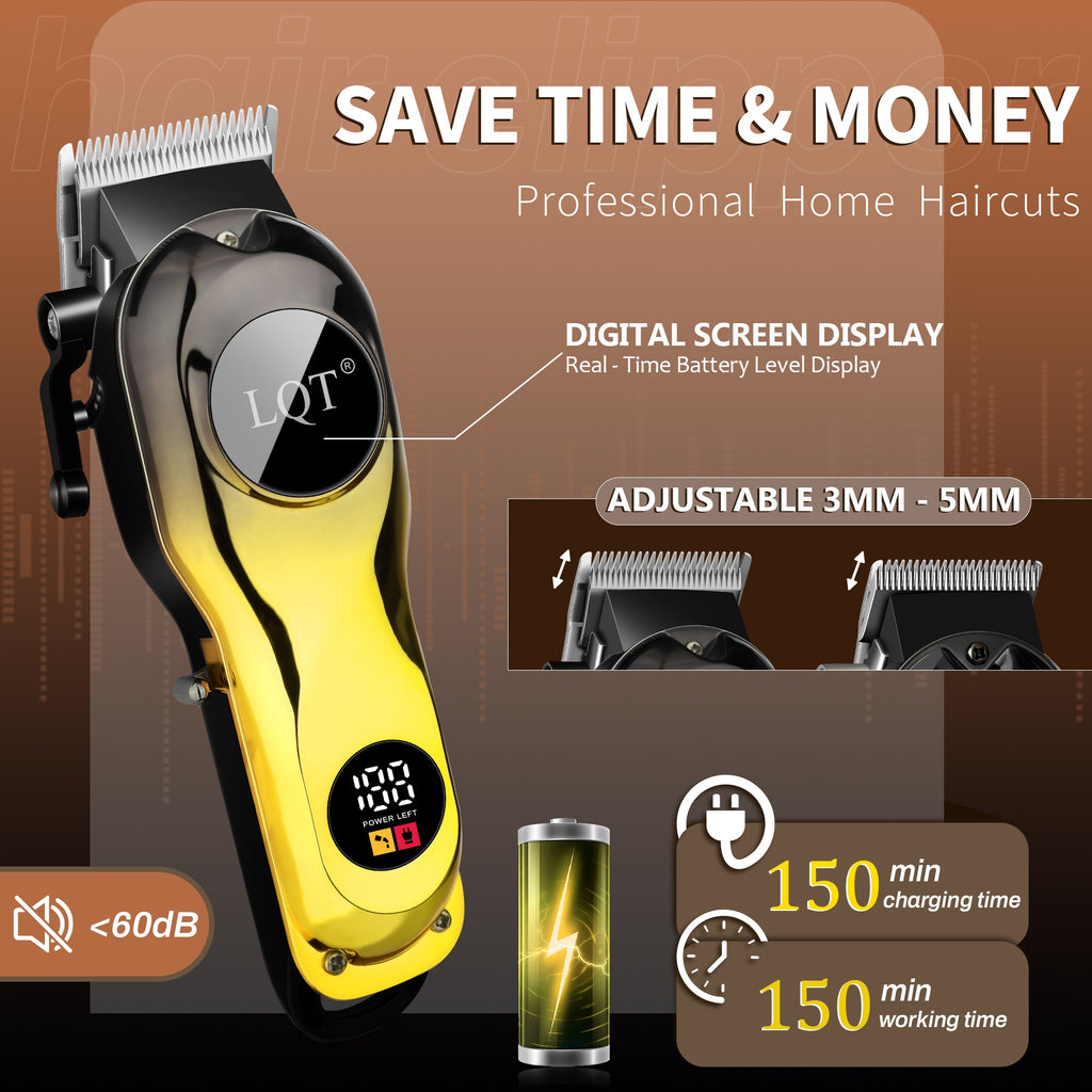LQT Opulent Black-Gold Contrast Dual-Digital Clipper Grooming Kit