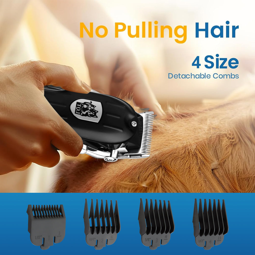 LQT Opulent All-Black Pet-Emblem Pet Grooming Clipper Kit