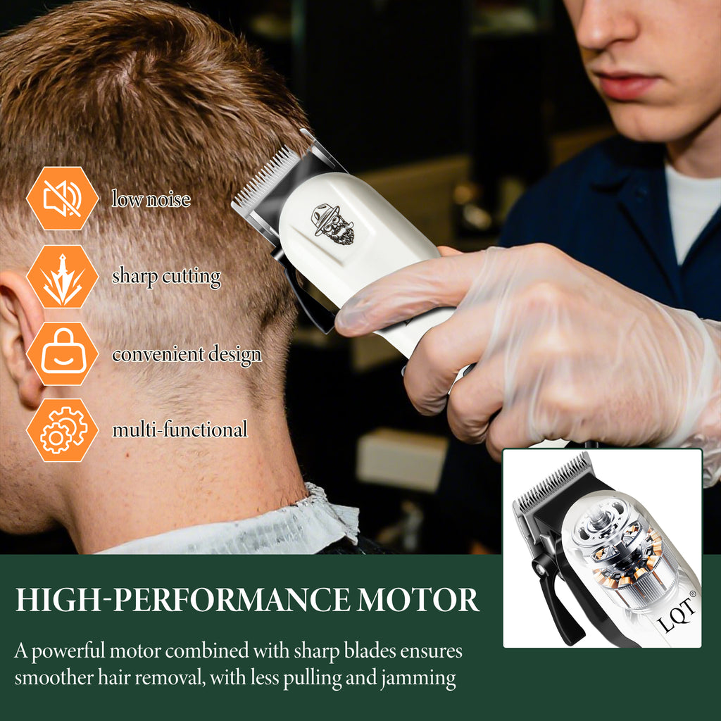 LQT Opulent Cream-White Retro Bearded-Gentleman Embossed Grooming Kit