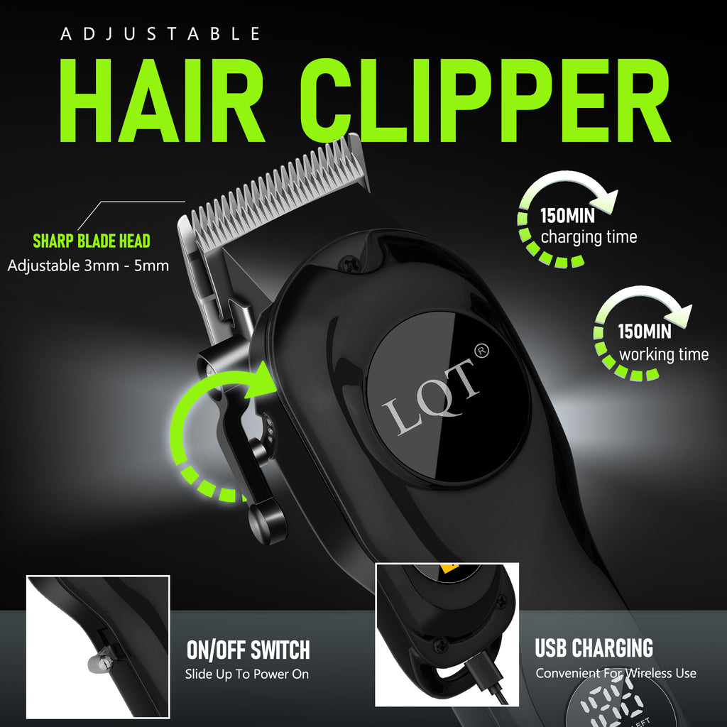 LQT Opulent Black-Textured Gold-Edge Dual-Unit Professional Grooming Set