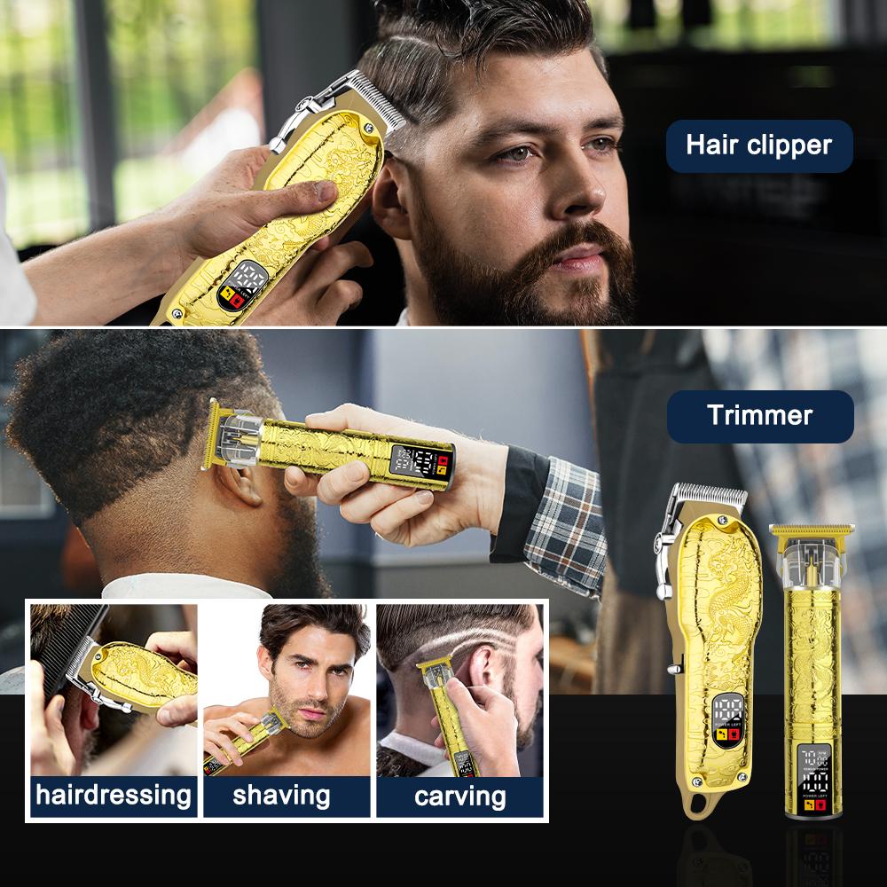 LQT Opulent Gilded Dragon-Embossed Dual-Digital Clipper Grooming Kit