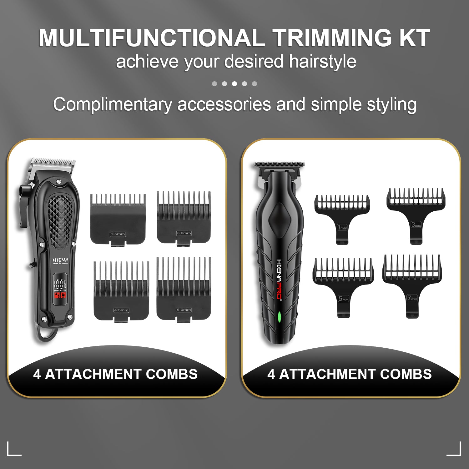 Opulent All-Black Diamond-Texture Dual-Digital Clipper Grooming Kit