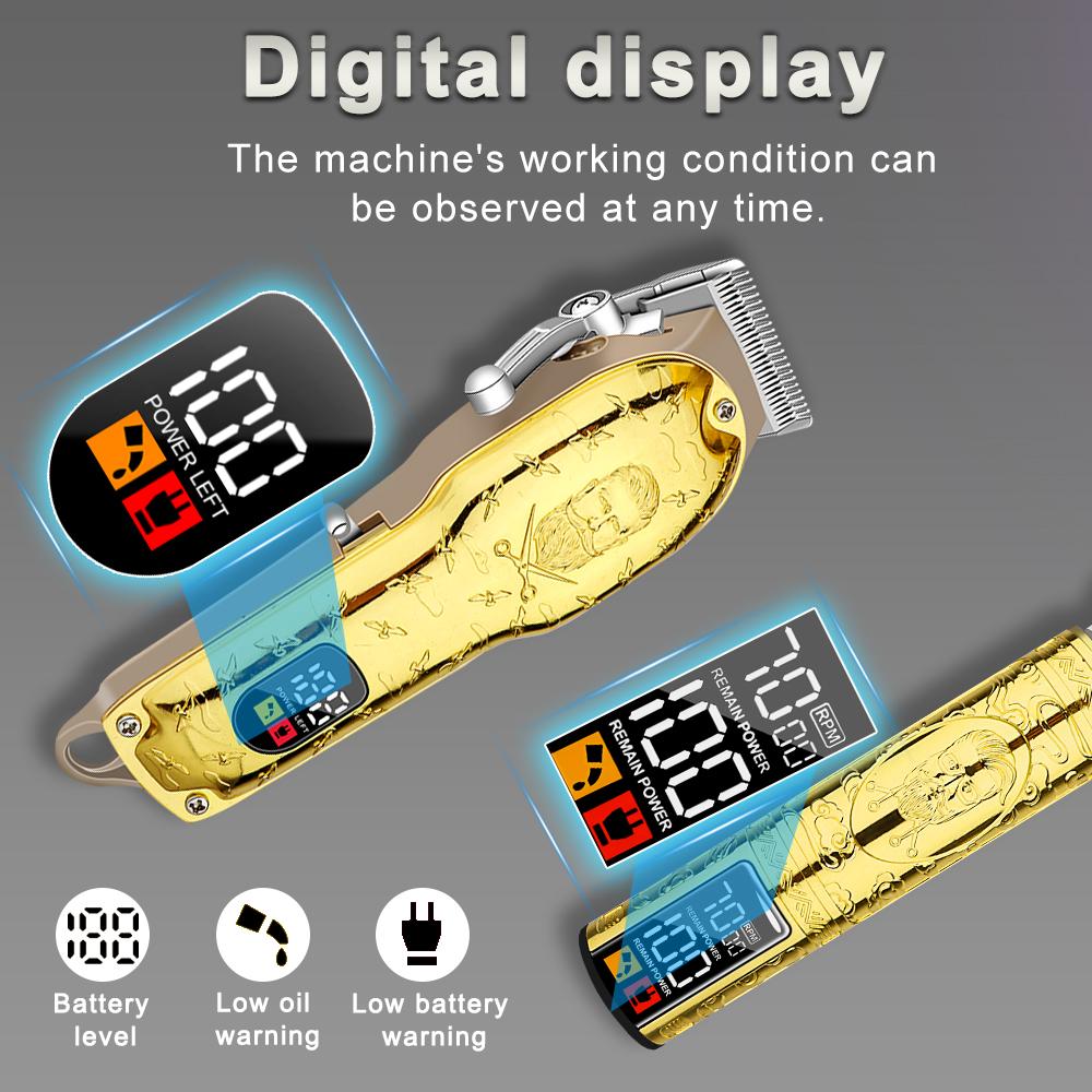 LQT Opulent Gilded Stylist-Embossed Dual-Digital Clipper Grooming Kit