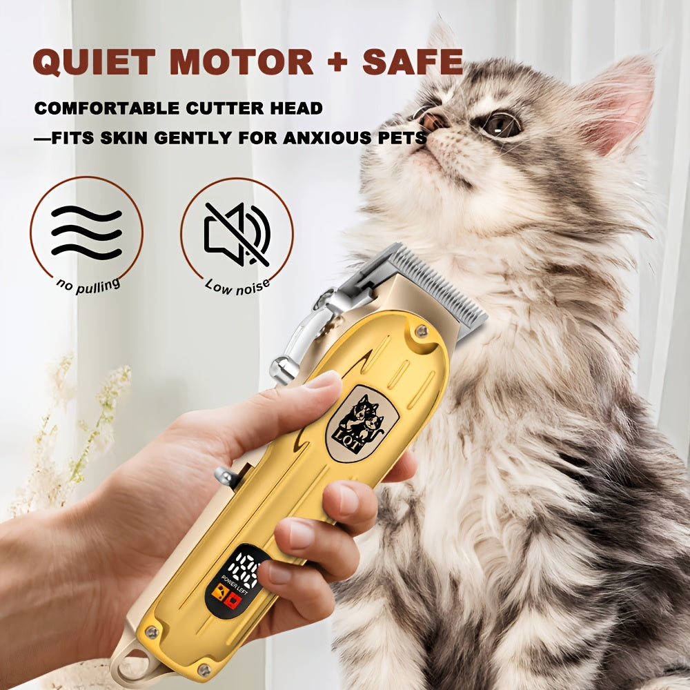 LQT Professional Cordless Rechargeable Heavy-Duty Low-Noise Pet Grooming Scissors Suitable for Dogs