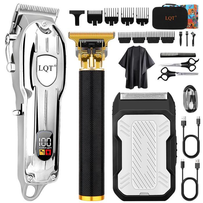 LQT Opulent Silver Textured Professional Men's Grooming Kit