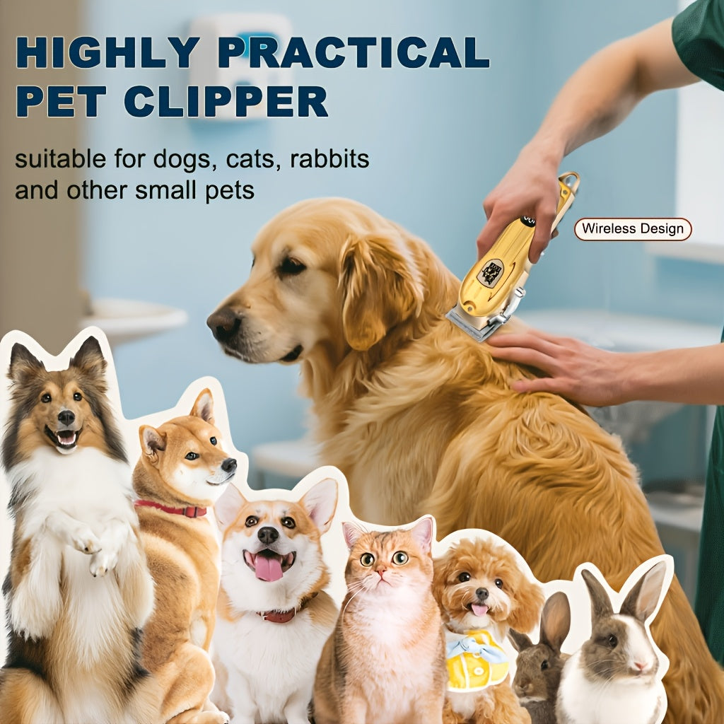 LQT Professional Cordless Rechargeable Heavy-Duty Low-Noise Pet Grooming Scissors Suitable for Dogs
